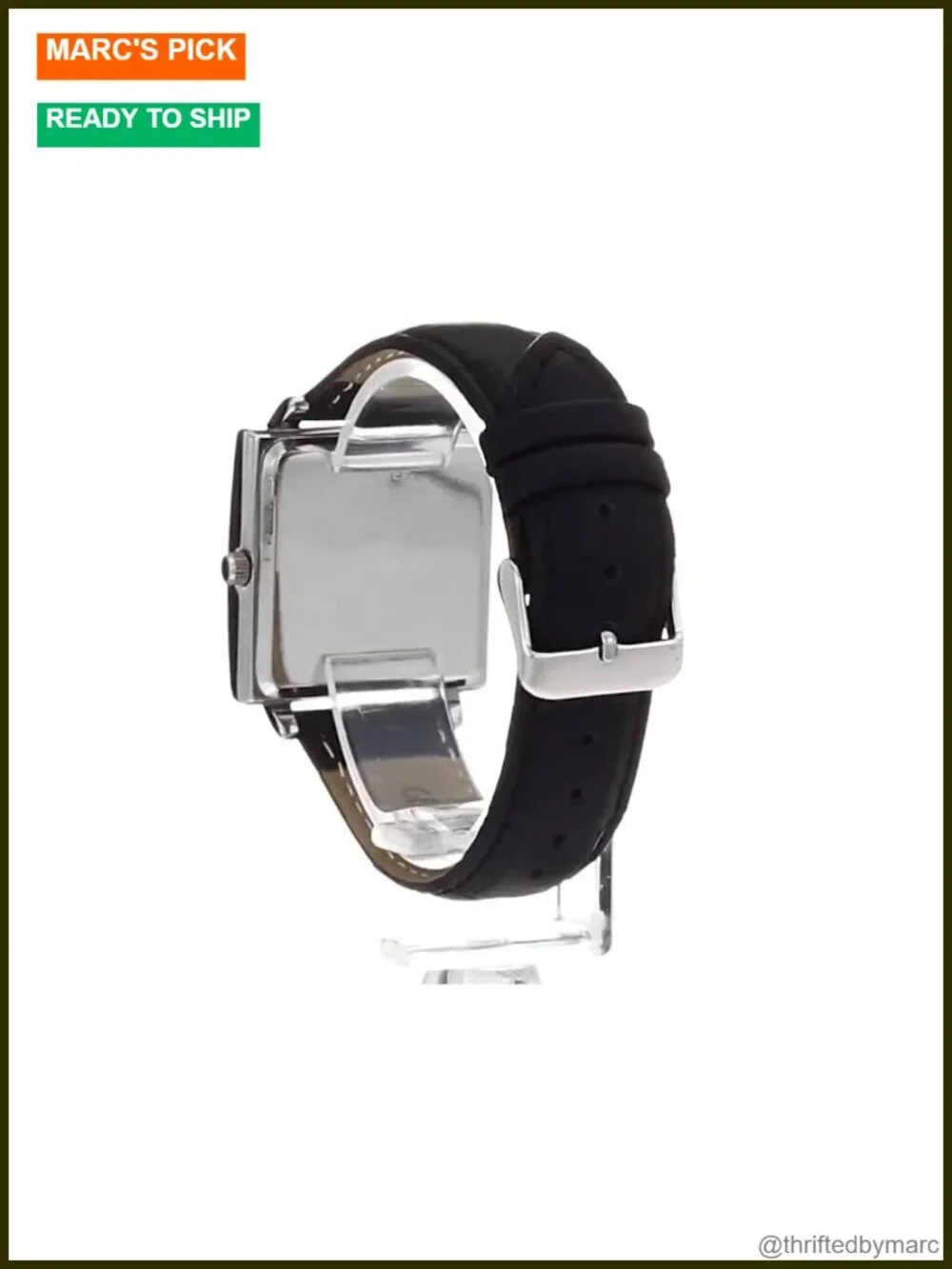 Square Quartz Dress Watch Genuine Leather Strap Gold Plated Case